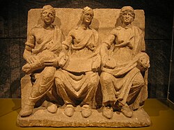 Terracotta relief of the Matres, from Bibracte, city of the Aedui in Gaul.