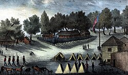 Barracks and tents at Fort Brooke near Tampa Bay