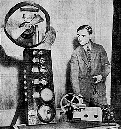 George Antheil with one of his noise-making devices in the 1920s.