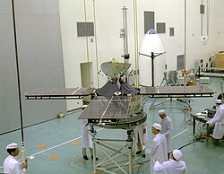 Mariner 4 is prepared for a weight test on November 1, 1963