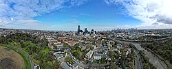 Aerial panorama of South Yarra facing the Melbourne skyline. September 2023.