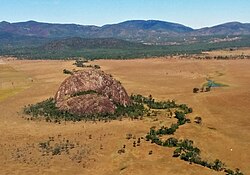 Iron Pot is one of several trachyte plugs in the Hedlow Creek region west of Yeppoon in Central Queensland.