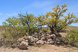 A pile of stones in Skeleton Canyon marking the site of Geronimo's surrender in 1886