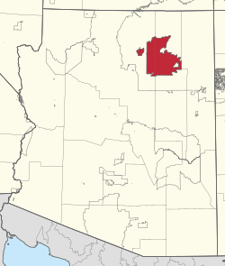 Map of the Hopi Reservation in Arizona, marked in red