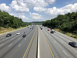 I-495/I-95 northbound approaching the I-595/US 50 interchange in Prince George's County