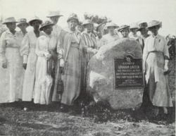 DAR members place a historical marker honoring Abraham Lincoln