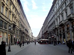 Via Dante in Milan, located between Piazza Cordusio and the Sforza Castle