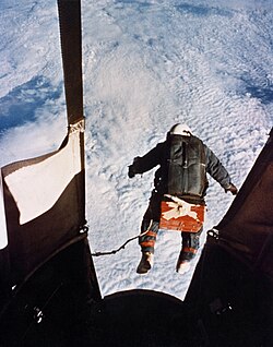 In 1960, Joseph Kittinger set a record by parachuting from a gondola at 31.3 km (19.4 mi)