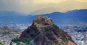 Al-Qahira Castle in Taiz, the capital of Yemen under the Rasulid dynasty