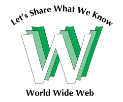 The former World Wide Web logo, designed by Robert Cailliau. Currently, there is no widely accepted logo in use for the WWW.