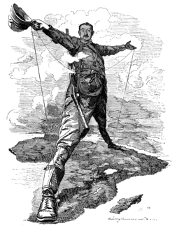 The Rhodes Colossus satirising the Cape to Cairo Railway, a symbol of British imperialism during the Scramble for Africa[1]