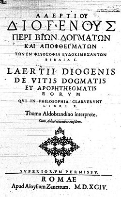 Title page of an edition in Greek and Latin, 1594