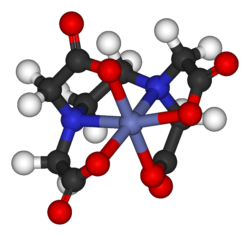 EDTA chelates an octahedrally coordinated Co3+ ion in [Co(EDTA)]−