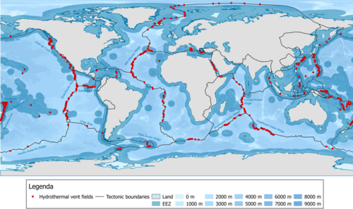 Distribution of hydrothermal vents
