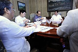 Ramos (center) as Special Envoy to China meets with President Rodrigo Duterte (right) on September 14, 2016.