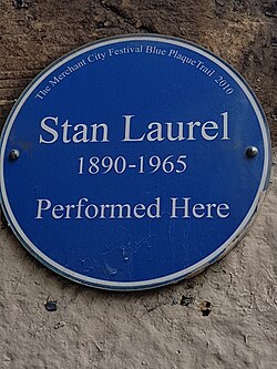Stan Laurel plaque, Britannia Music Hall, Glasgow