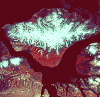 Bylot Ice Cap on Bylot Island, one of the Canadian Arctic islands, August 14, 1975 (USGS)