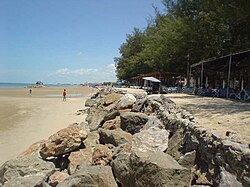 This image represents a typical seawall that is used for preventing and controlling coastal erosion.