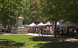 A market at César Chávez Plaza