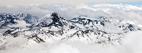 Aerial view of Tupungato (center-left) and Tupungatito.