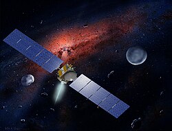 Artist's conception of Dawn orbiting Vesta