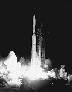 Launch of the first Skynet satellite, Skynet 1A, by Delta rocket in 1969 from Cape Canaveral