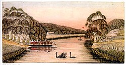 Yarra crossing punt road, Melbourne, 1838. by W. Liardet