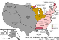 Map of the United States in 1789