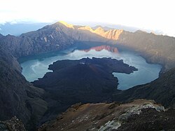 Segara Anak, the volcanic crater on the summit of Rinjani.