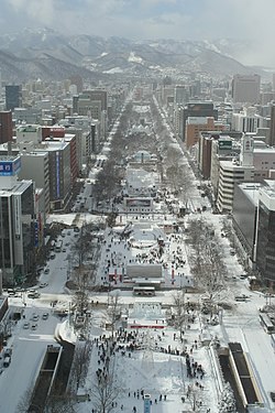 The snowy city of Sapporo, Japan, has a humid continental climate (Dfa)