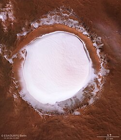Water ice in the Korolev crater on Mars