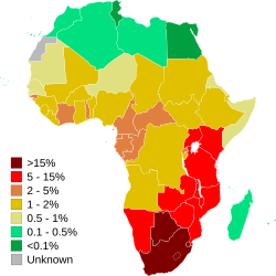 Prevalence of HIV/AIDS in Africa in 2011