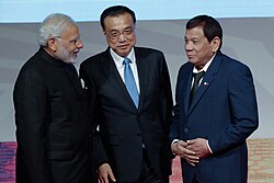 Li with Indian Prime Minister Narendra Modi and Philippine President Rodrigo Duterte
