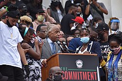 Al Sharpton led the Commitment March: Get Your Knee Off Our Necks protest on August 28, 2020.
