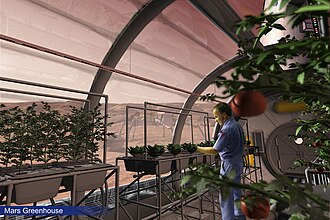 Mars greenhouses feature in many colonization designs, especially for food production and other purposes.