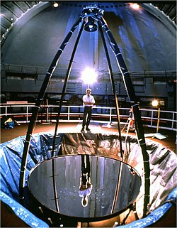 This modern liquid-mirror telescope aims upward