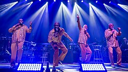 Four Tops in 2022, left to right: Alexander Morris, Lawrence Payton Jr., Ronnie McNeir and Duke Fakir
