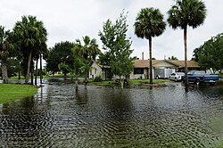Coastal flooding in a community in Florida, United States
