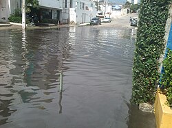 Flooding in a street of Natal, Rio Grande do Norte, Brazil in April 2013