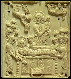 The Dormition: ivory plaque, late 10th–early 11th century (Musée de Cluny)