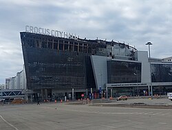 The venue building on 30 March following the attack and the fire