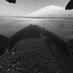 The shadow of Curiosity and Aeolis Mons ("Mount Sharp")