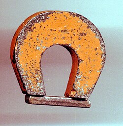 A "horseshoe magnet" made of alnico nickel alloy