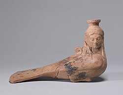 Archaic perfume vase in the shape of a siren, c. 540 BC