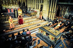 The use of RP in historical settings has often been linked to British Shakespearean theatre.