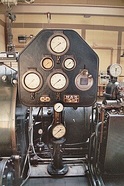 A local instrumentation panel on a steam turbine