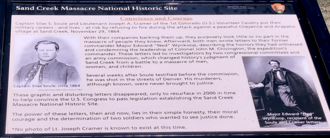 Interpretive marker at the Sand Creek Massacre National Historic site in Colorado, USA