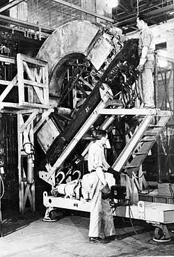 Calutron mass spectrometers were used in the Manhattan Project for uranium enrichment.