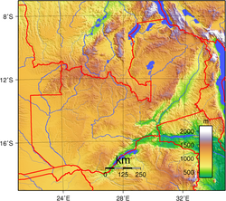 An enlargeable topographic map of Zambia