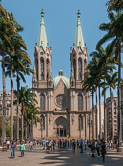 São Paulo Cathedral in Brazil is a representative modern cathedral built in Neo-Gothic style.